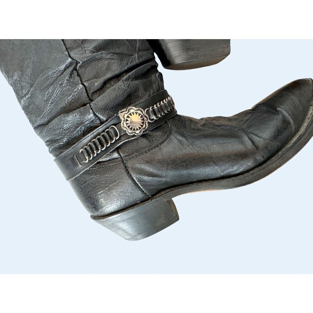 DINGO Women's Black Western Cowboy Slouch Boots Booties Size 7.5 - Picture 2 of 8